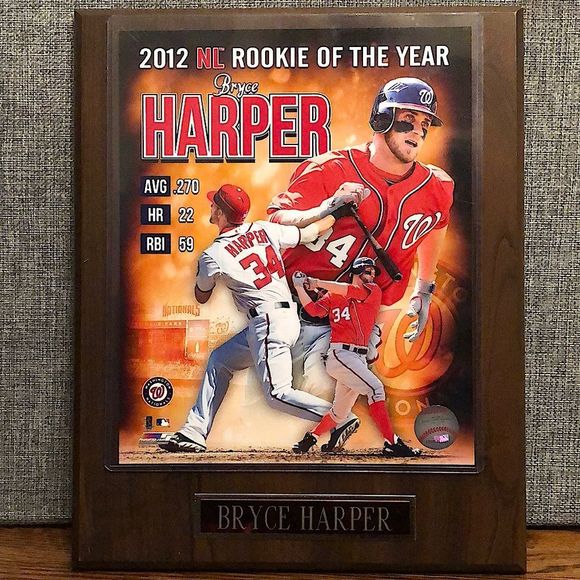 MLB Other - BRYCE HARPER 2012 Rookie of The Year WASHINGTON NATIONALS OFFICIAL MLB